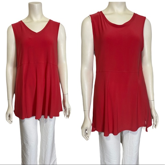 BY JJ Red V-Neck Crew Neck Reversible Flowy Tank Top M NWT - Picture 1 of 7